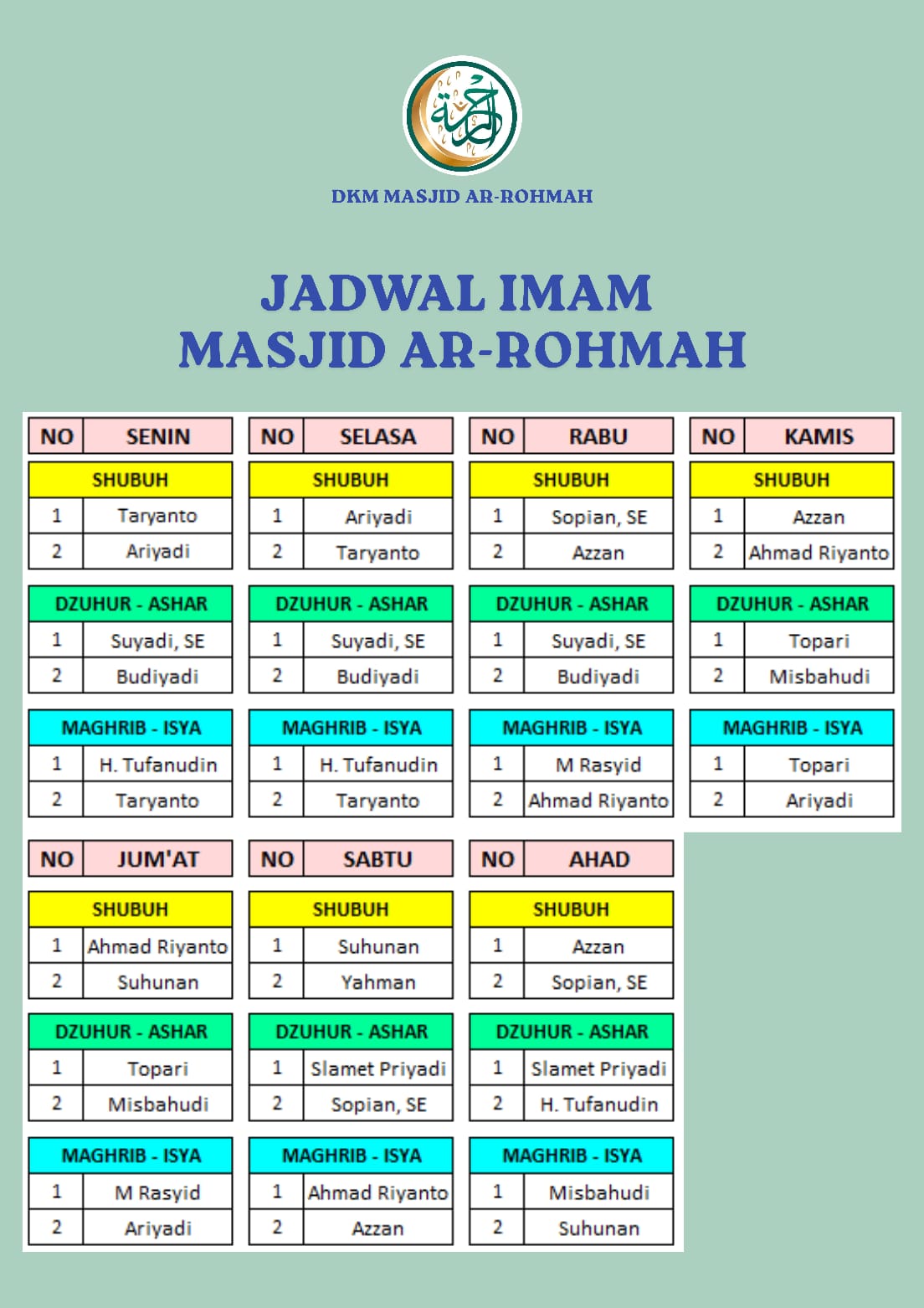 Foto galeri SOP IMAM MASJID AR-ROHMAH