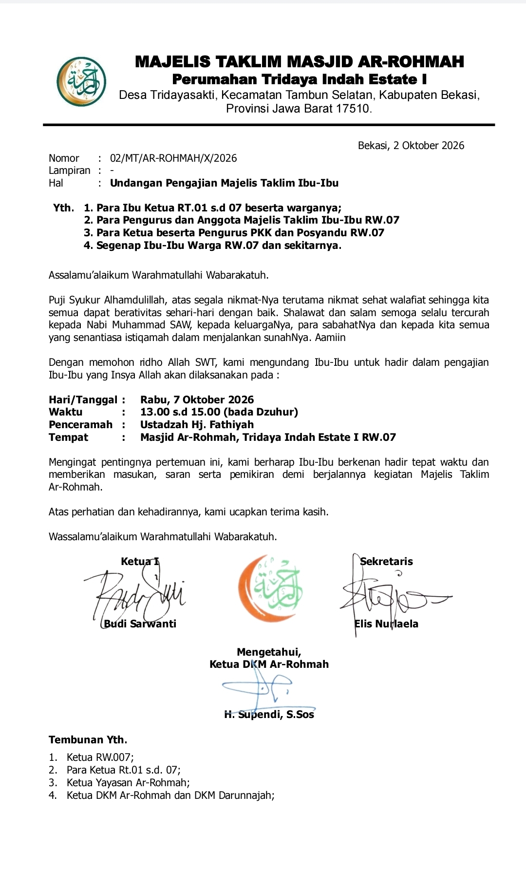 Foto galeri MAJELIS TAKLIM IBU-IBU AR-ROHMAH 