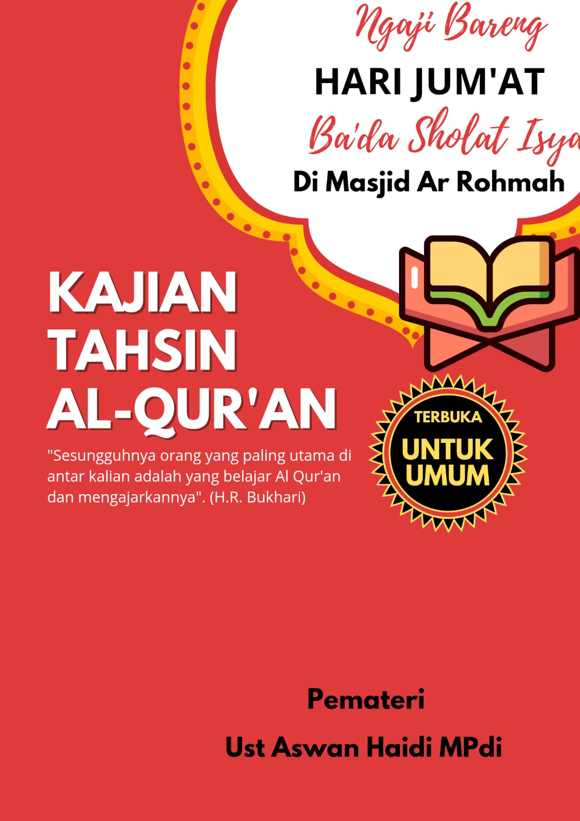 TAHSIN QUR’AN setiap jumat malam bada Isya pekan ke-1